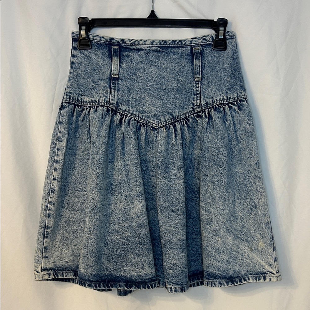 Vintage Mixed Blues Stone Washed Jean Denim Ruffle Skirt Y2K S or XS - Picture 2 of 11